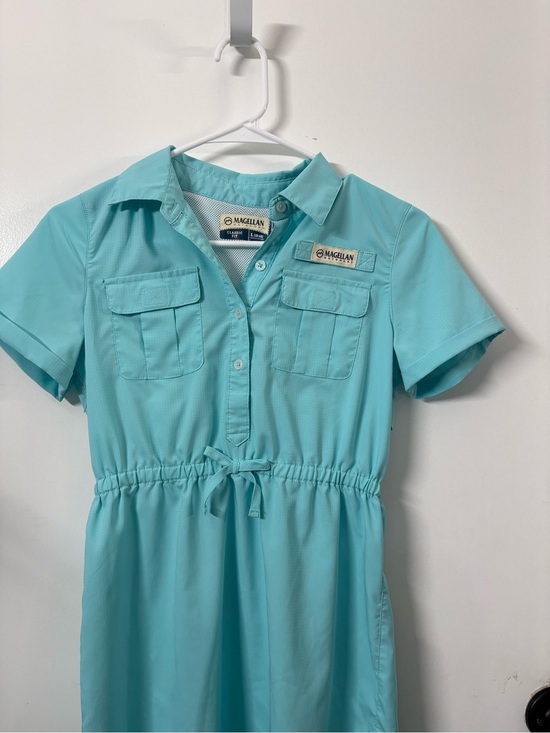 Magellan Outdoors Other - Magellan Outdoors Aqua Drawstring Shirt Dress with Chest Pockets